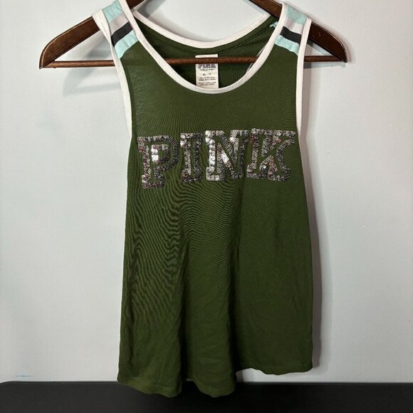 Pink by Victoria’s Secret Olive Tank Top with Sequin Design - Women’s XS - Picture 1 of 4